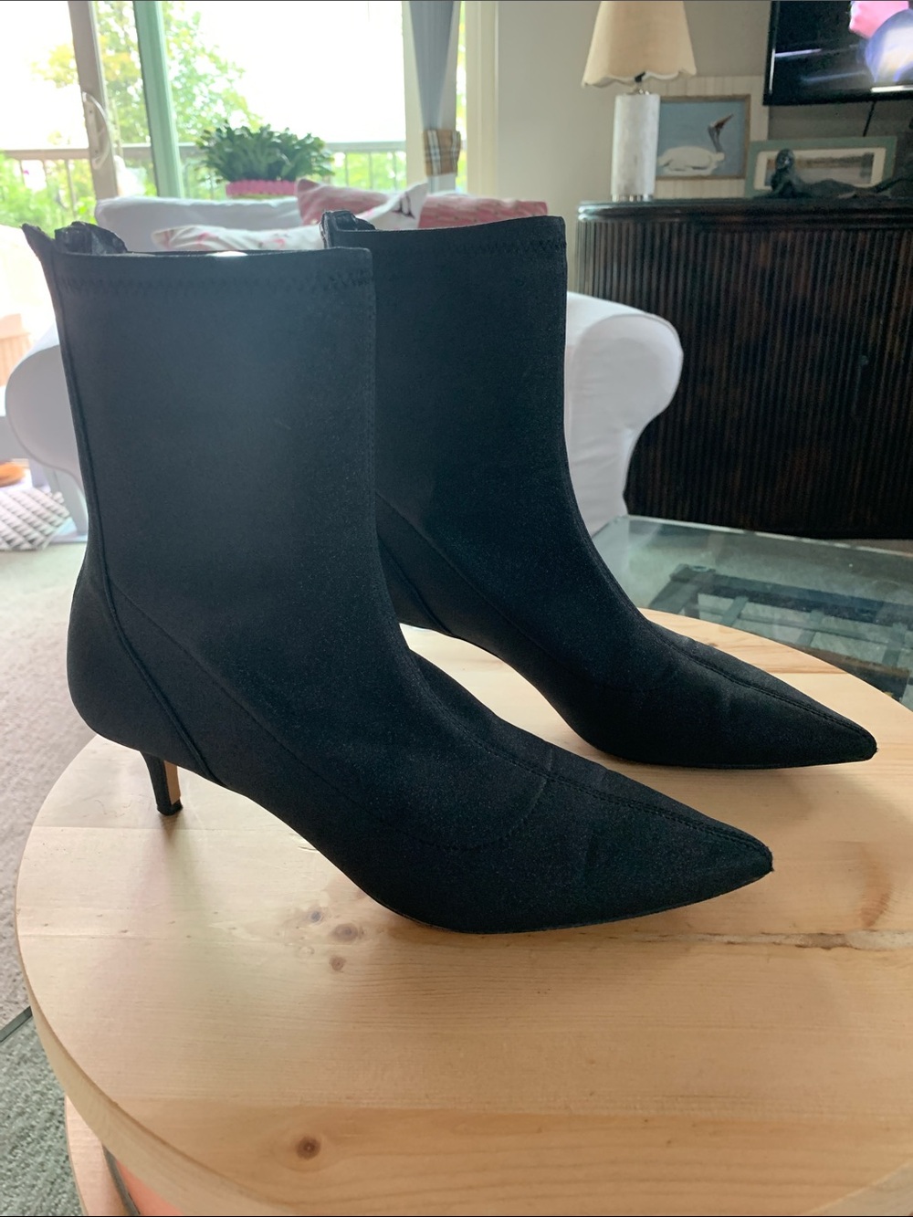 Jewel Badgley Mischka Marabel Black Stretch Sock Booties Size 7